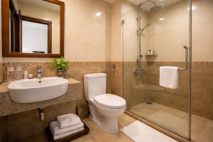 clean bathroom in lodge in chikkaballapur