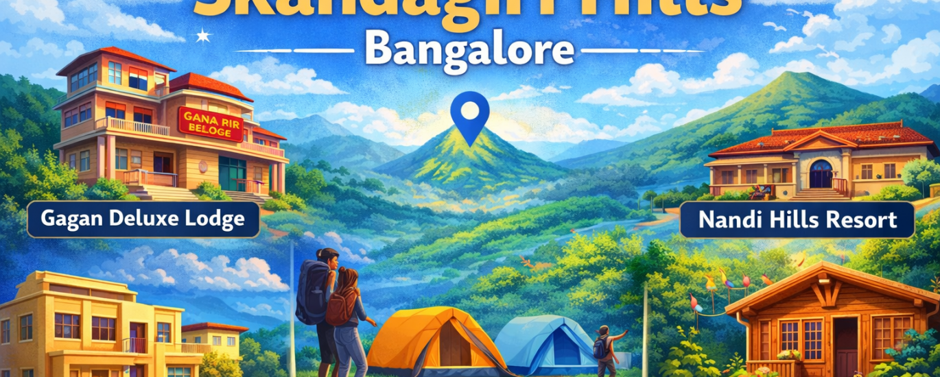 Best lodges near Skandagiri Hills Bangalore including Gagan Deluxe Lodge, trekkers camp and resorts in Chikkaballapur for night trek stay